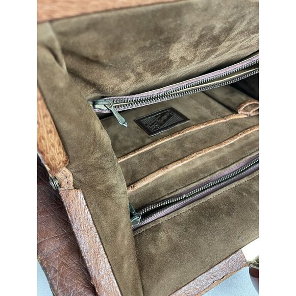 Vintage Beverly Bag Full Quill Ostrich Frame Purse Brown Ireland Distressed - Picture 8 of 12